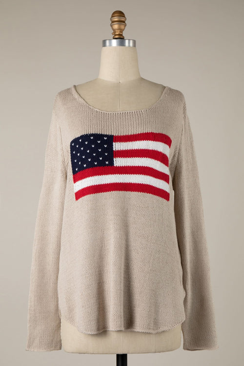 Miss Americana Beige Flag Sweater