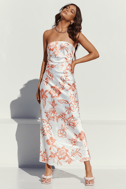 Calante Slip Dress - White/Orange