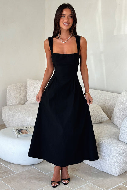 Chantelle Square Neck Midi Dress - Black