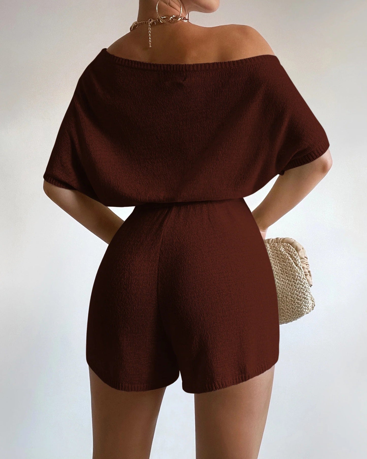 Miami Knit Romper - Chocolate