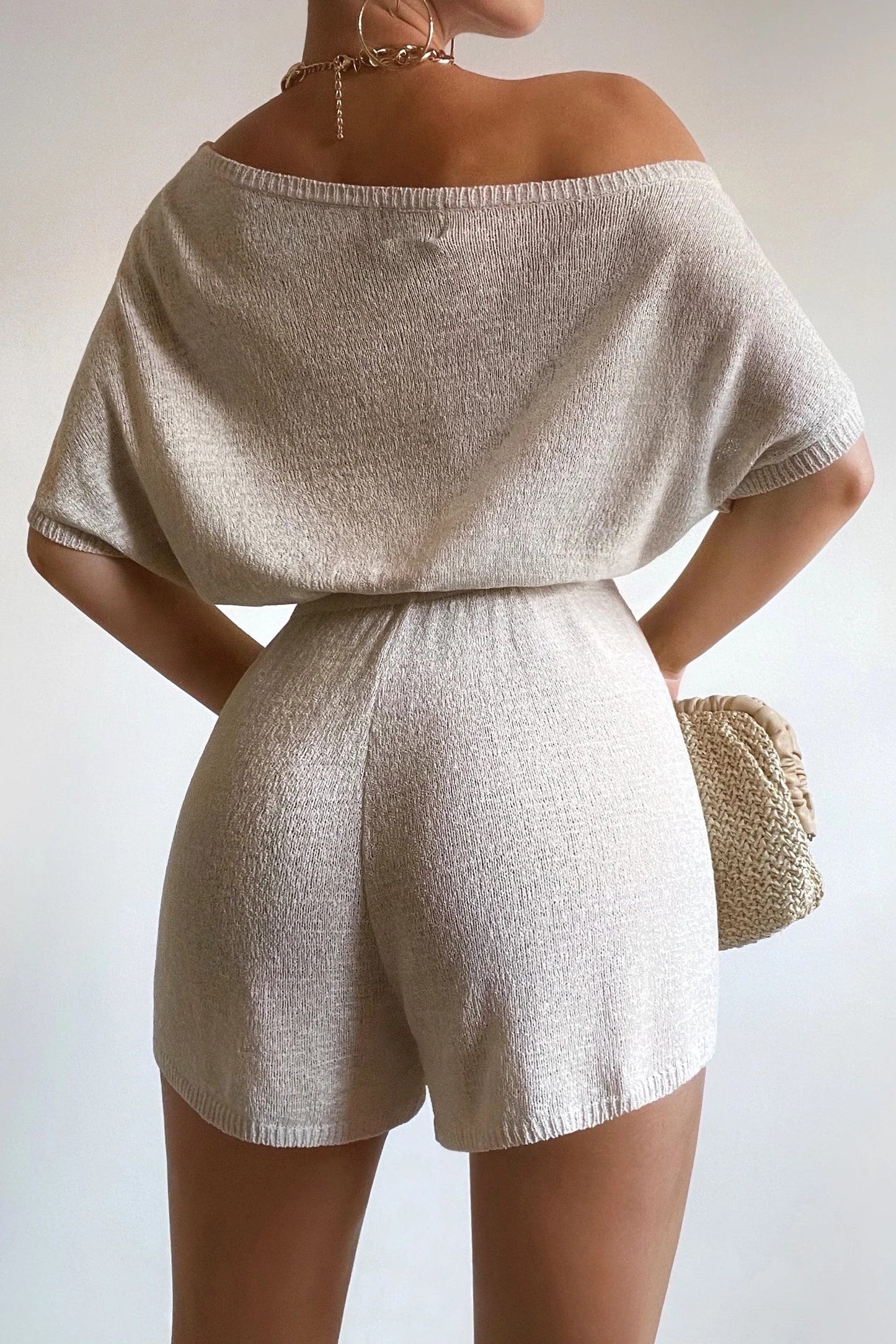 Miami Knit Romper - Oatmeal
