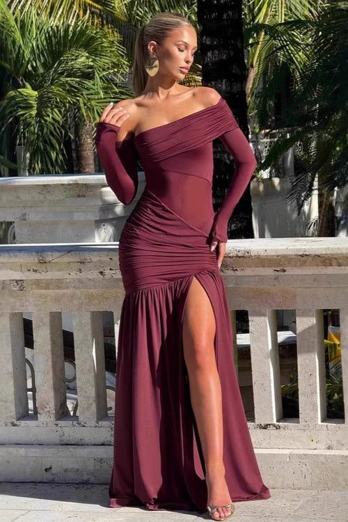 Round Neck Asymmetrical Sheath Prom Dress