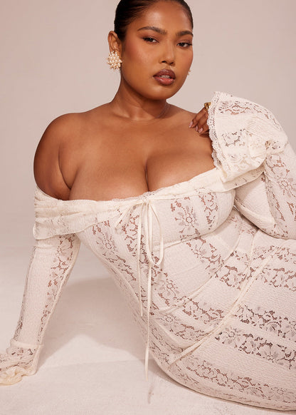 Livette - Vintage Off Shoulder Maxi Dress
