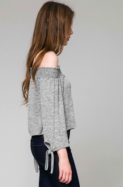 Montauk Heather Grey Off-The-Shoulder Top