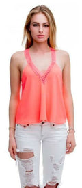 Party All The Time Neon Coral Tank