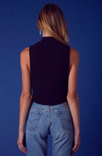 Marcella Black Mock Neck Crop Top