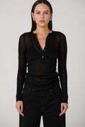 Xavier Button Top - Black