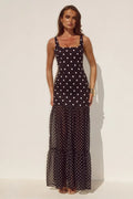 Tillie Maxi Dress - Black/White Polka