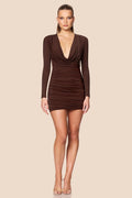 Nookie Giselle Long Sleeve Mini Dress - Cocoa