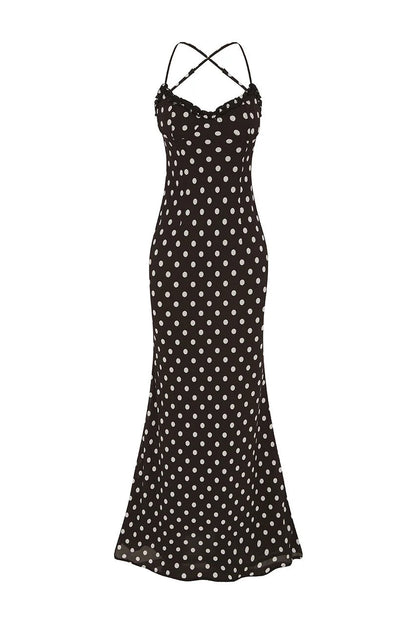 Monet Maxi Dress - Black Polka