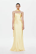Misha Lilia Satin Gown - Soft Yellow