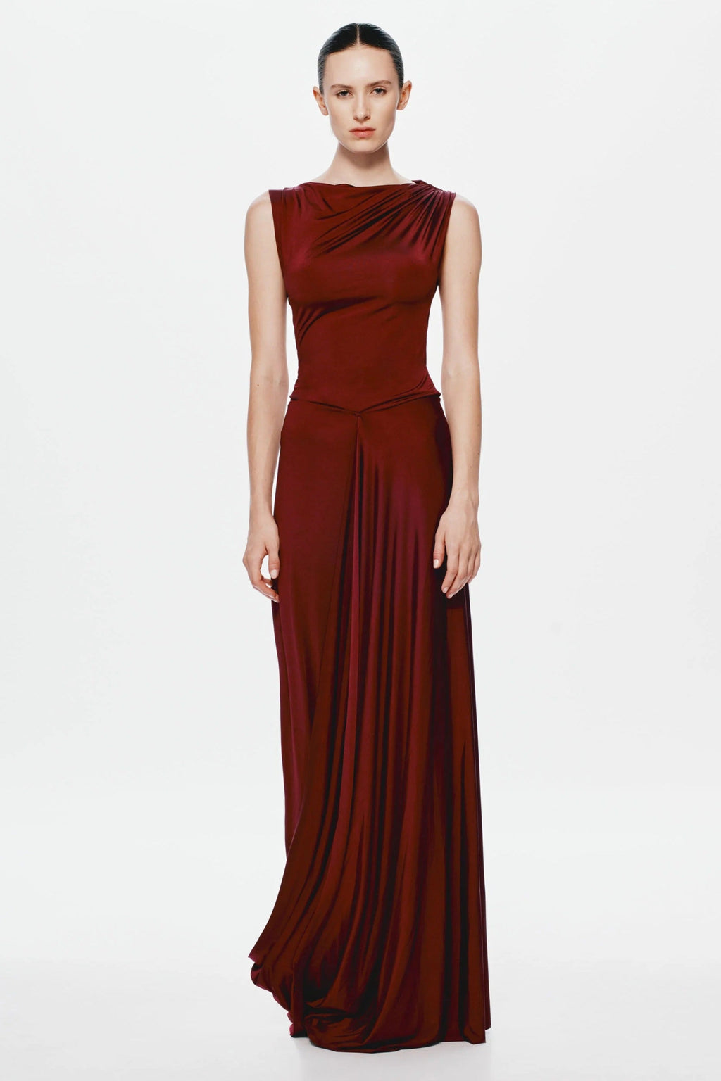 Misha Waterfall Jersey Maxi Skirt - Port