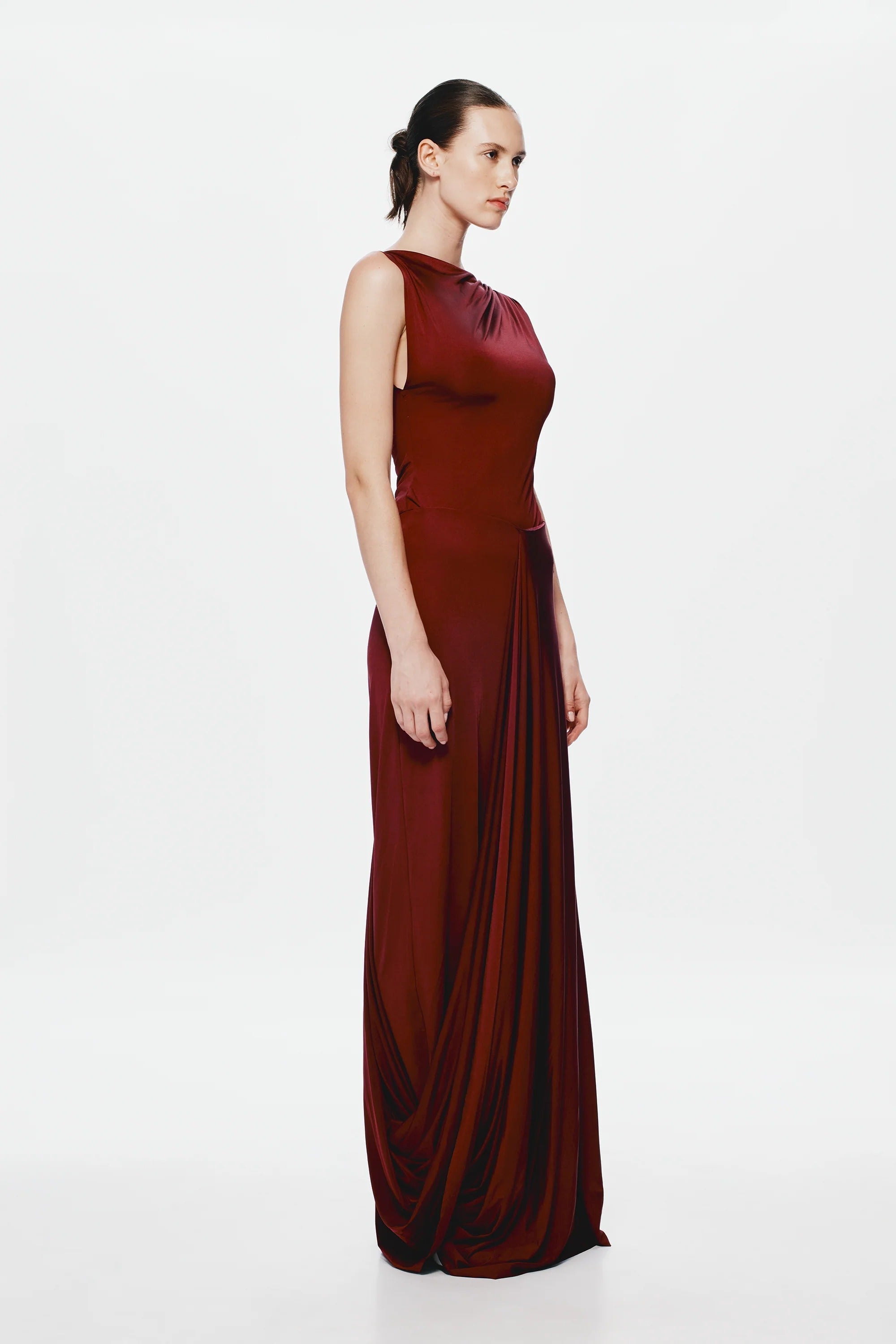 Misha Waterfall Jersey Maxi Skirt - Port