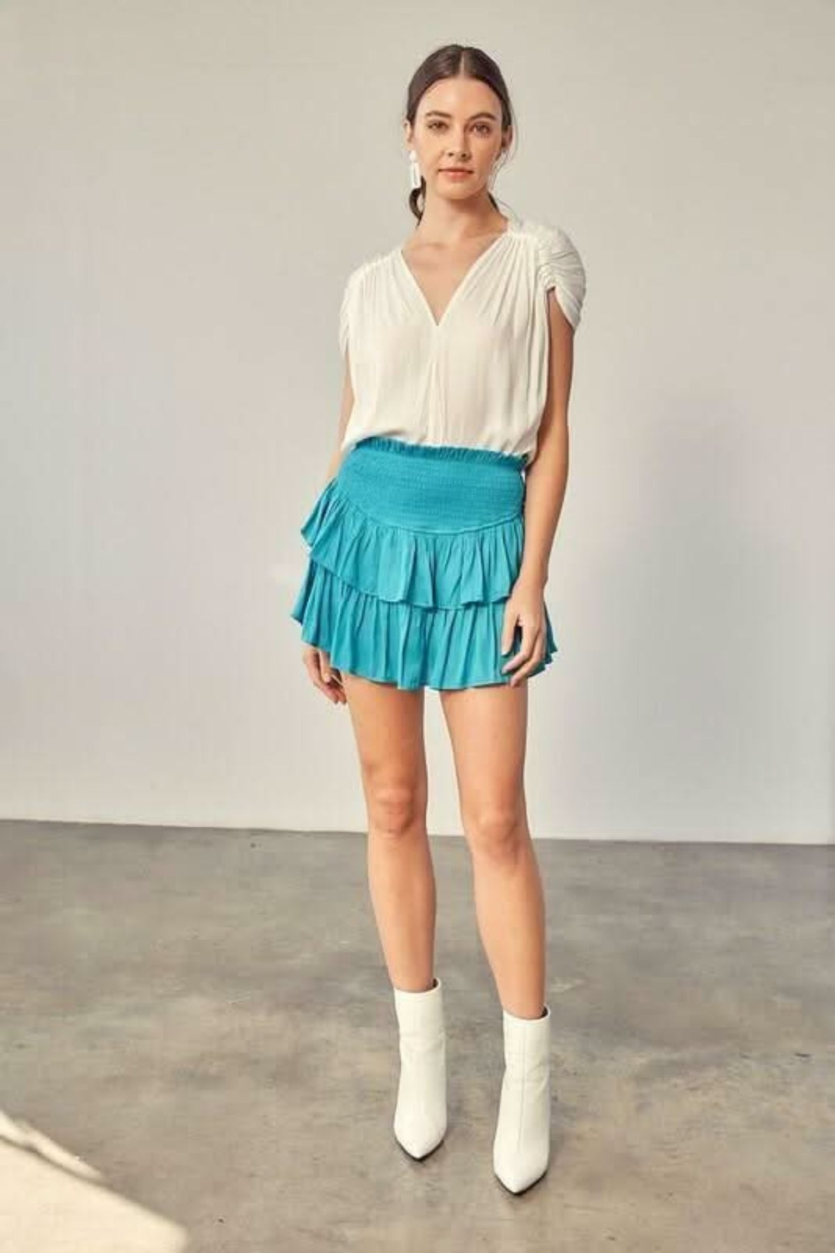 Monaco Jade Blue Ruffle Skirt