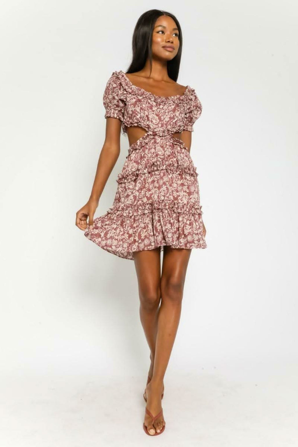 Maya Mauve Floral Off-the-Shoulder Mini Dress