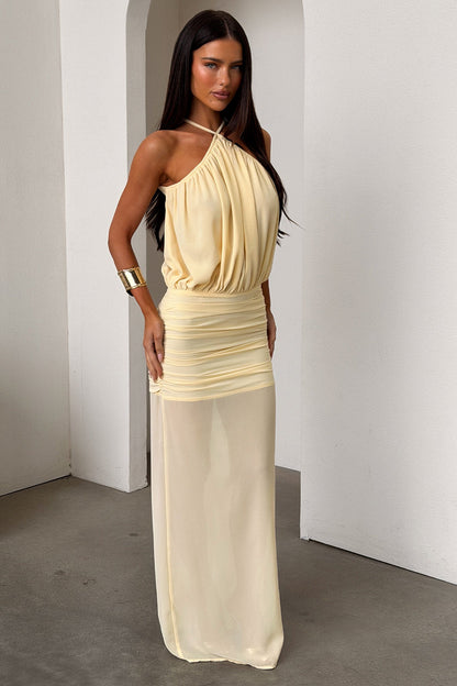 Milly Halter Neck Maxi Dress - Yellow
