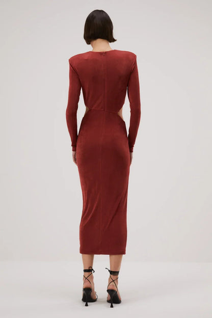 Misha Beatriz Slinky Jersey Midi Dress - Henna