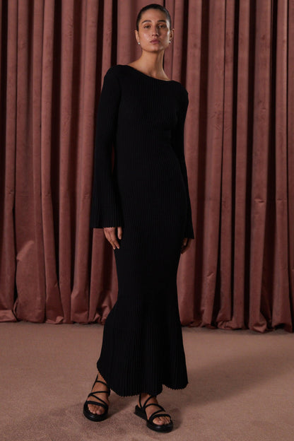 Misha Briar Reversible Rib Knit Dress - Black