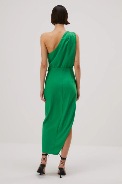 Misha Brooks Satin Midi Dress - Island Green