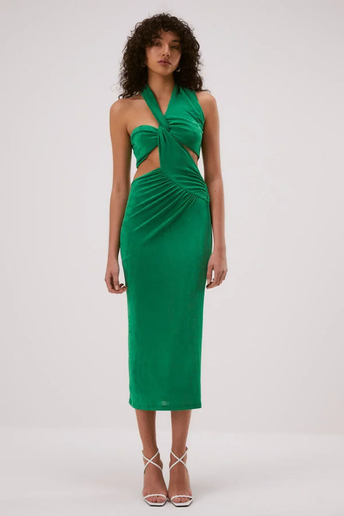 Misha Graciela Slinky Jersey Midi Dress - Island Green