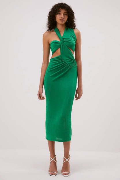Misha Graciela Slinky Jersey Midi Dress - Island Green