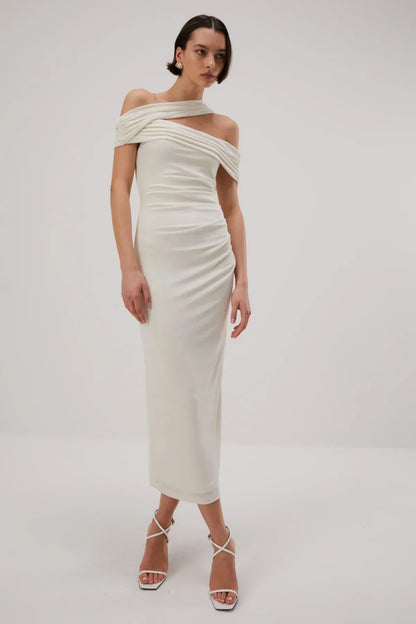 Misha Imani Slinky Jersey Midi Dress - Ivory