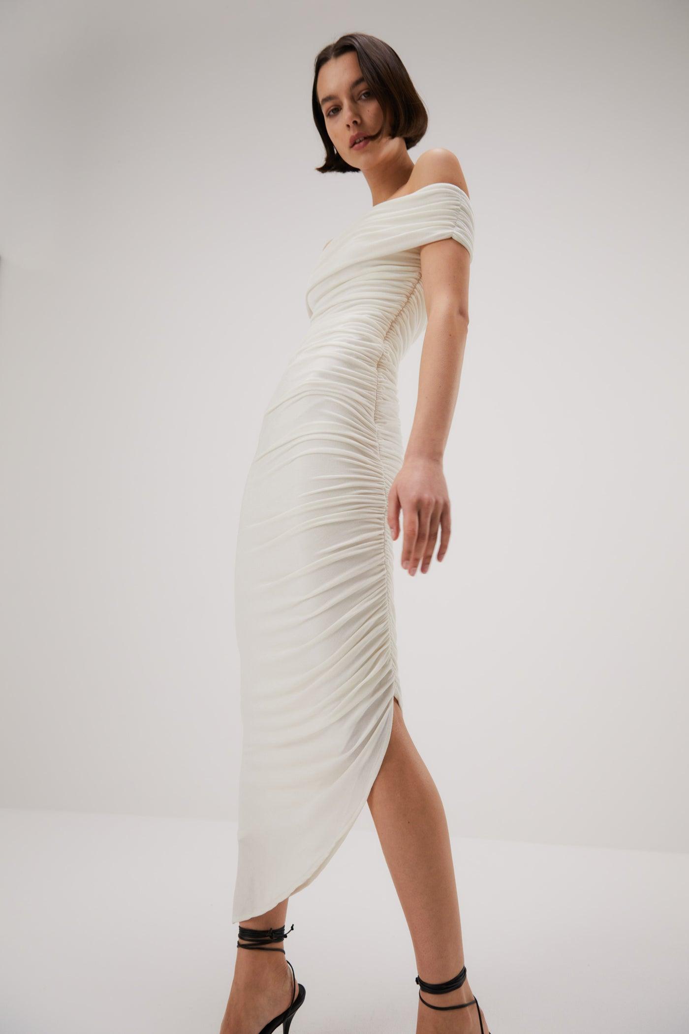 Misha Keoni Slinky Jersey Midi Dress - Ivory