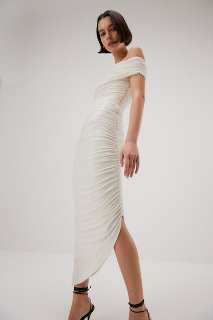 Misha Keoni Slinky Jersey Midi Dress - Ivory