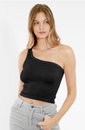 NIKIBIKI Black Cropped One Shoulder Ribbed Tank