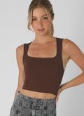 NIKIBIKI Brown Cropped Square Neck Tank