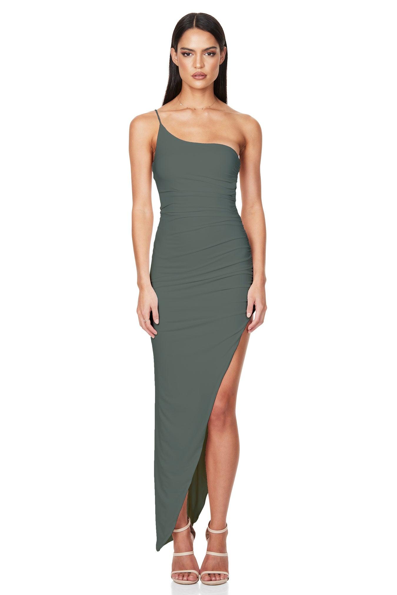Nookie Aria One Shoulder Gown - Khaki
