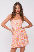 Molly Orange Floral Smocked Cutout Romper