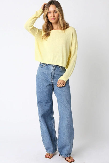 Micah Yellow Cropped Knit Sweater