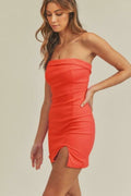 On My Mind Red Strapless Mini Dress