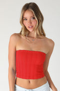 NIKIBIKI Red Textured Tube Top