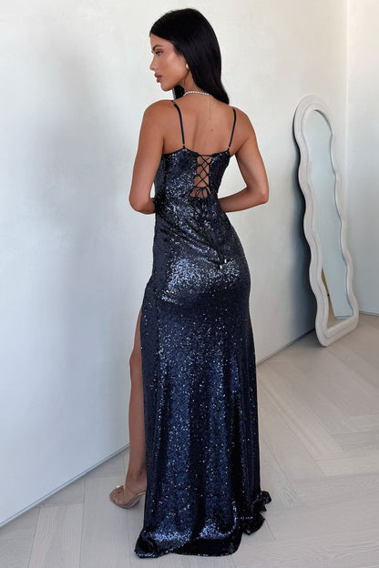 Tullia Sequin Maxi Dress - Navy